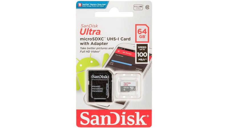 Tarjeta Microsd KINGSTON 64 Gb, 2 en 1, Clase 10, garantia 1 año