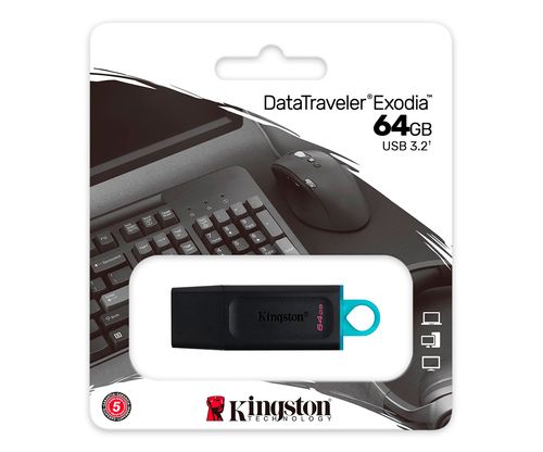Pendrive 64GB Kingston Exodia DTX USB 3.2 Gen 1 Negro