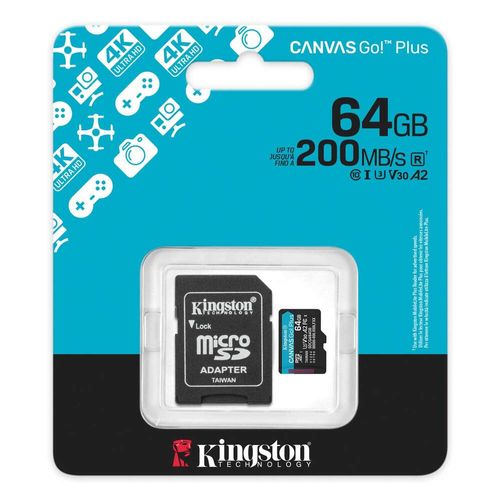 Memoria MicroSD 64GB Kingston Canvas Go! Plus G4