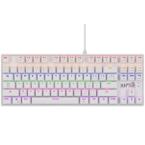 Teclado Raptor Fireclaw M87 Retroiluminado Mecánico White