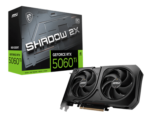 Placa de video MSI GeForce RTX 5060 Ti Shadow 2X OC Plus 8GB